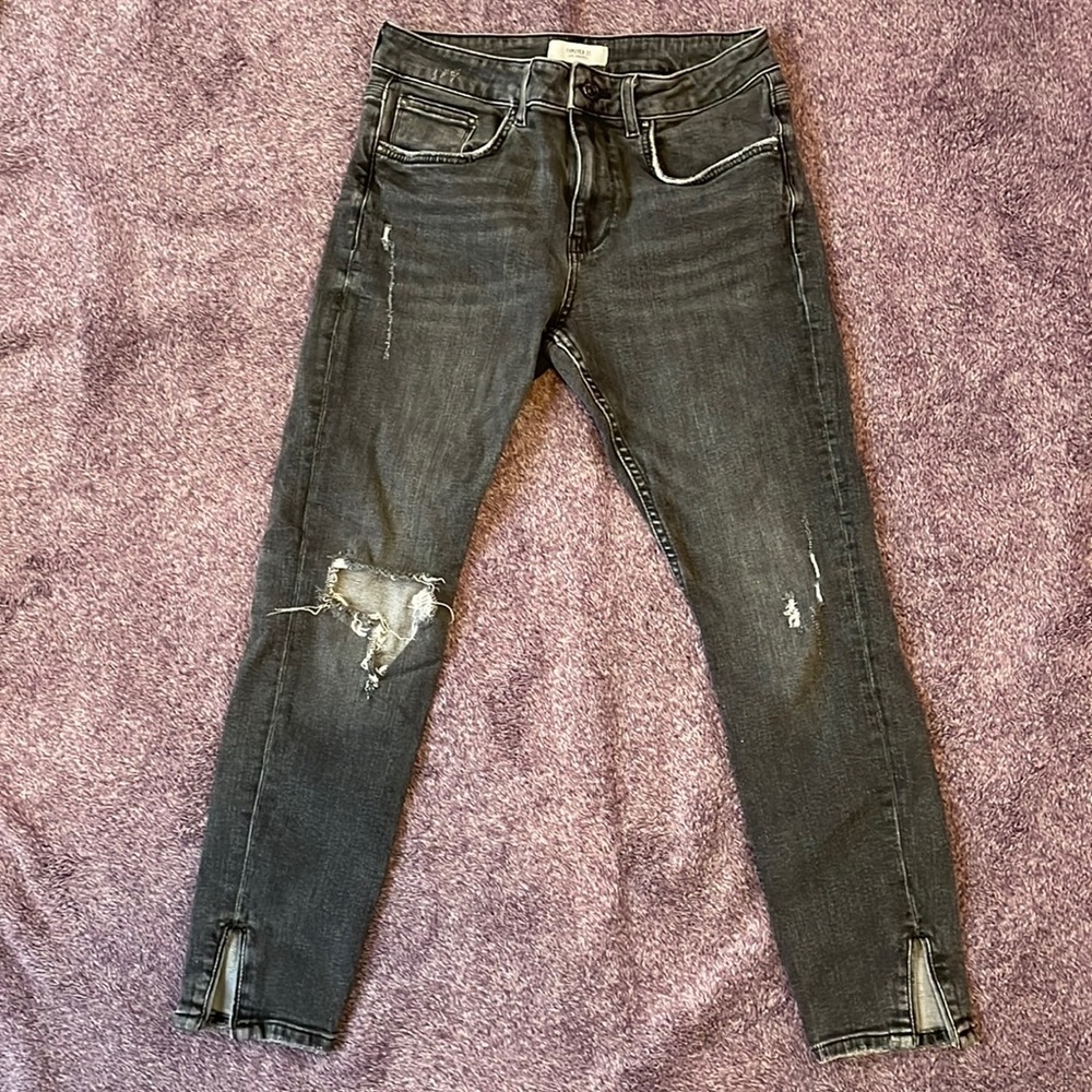 Forever 21 mid waist black skinny jeans